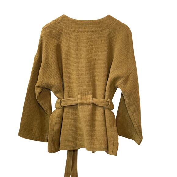 MADEWELL Texture & Thread Wrap Jacket Size L Olive Green Casual Boho Cotton - Picture 5 of 12